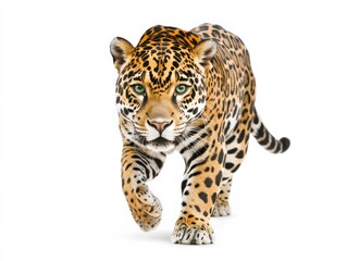 Obraz premium a jaguar is walking on a white background