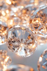Crystal Clear Abstract Background, Glossy Diamonds with Luminous Waves, Luxury Concept