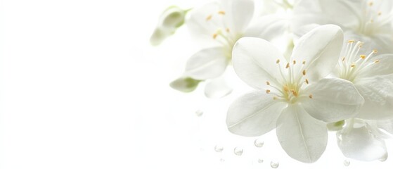 Obraz premium close up of white flowers with water drops