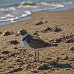 Obraz premium Bird on the beach, young kentish plover.