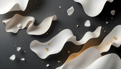 Elegant abstract paper waves with gold accents convey sophistication and flowing movement - ideal for branding, invitations, or digital banners, social media, website background
