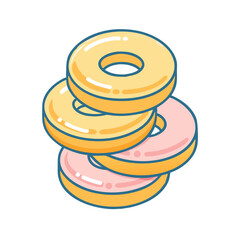 stack of doughnuts vector icon, stack of doughnuts vector illustration - simple illustration of stack of doughnuts, perfect for logos,and stack of doughnuts -themed designs.