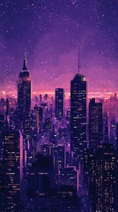 Obraz premium Nighttime Cityscape Underneath a Starry Sky