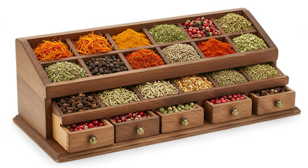 Wooden Spice Rack Organizer with Multiple Compartments Various Herbs and Spices