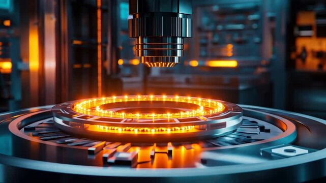 A futuristic view of a quantum processor in a high-tech lab, glowing with energy, showcasing advanced quantum computing power