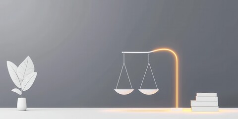 Naklejka premium Modern balance scale symbolizing justice and fairness concept.
