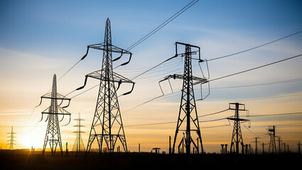 Fototapeta premium Metal Pylons for High-Pressure Energy