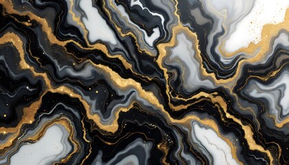 Luxurious black, white, and gold marble abstract background - suggests elegance and sophistication - suitable for high-end branding, invitations, or website design.