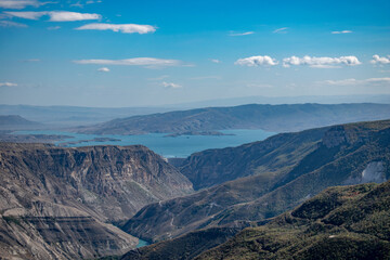 Mountain landscape. A mountain lake is visible in the background.