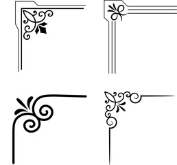 Decorative corner floral ornament.Floral corner design. Swirl ornament isolated on white background vector illustration. Decorative border with curve elements, pattern.