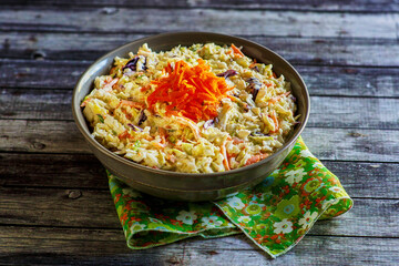 simple coleslaw served in a dark bowl