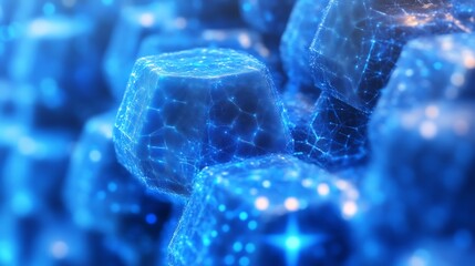 Abstract Blue Crystalline Structure Network
