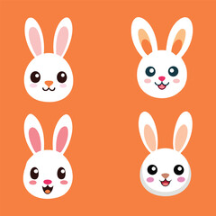 set of easter rabbits head