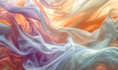 Obraz premium Flowing Fabric in Soft Hues, Capturing Light and Movement with Delicate Drapes, Creating a Dreamy Atmosphere of Color and Texture in a Gentle Wave