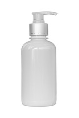White unbranded dispenser bottle isolated on white background