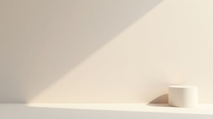 Minimalist Cream-Colored Cylinder on a Neutral Background with Sunlight