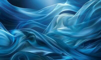 Obraz premium Ethereal Blue Waves of Flowing Fabric Creating a Dreamlike Atmosphere with Soft Gradients and a Serene Background for Abstract Art Concepts