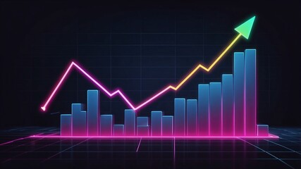Neon chart showing business growth dynamics