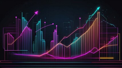 Neon chart showing business growth dynamics