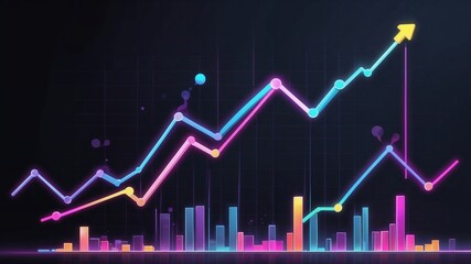Neon chart showing business growth dynamics