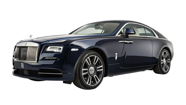 Luxury black Rolls-Royce car, isolated on transparent background. 