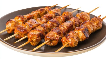 Grilled chicken skewers, seasoned with spices.