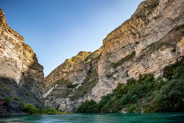 Mountain and water landscape.