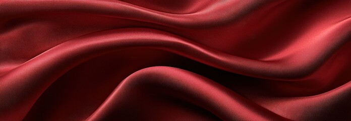 Obraz premium Red satin fabric draped elegantly on a surface showcasing its smooth texture and vibrant color valentine day