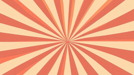 Abstract Sunburst Background Retro Style Peach and Coral Rays Design