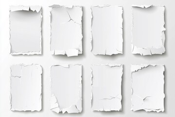 Collection of vintage paper textures for scrapbook enthusiasts. Unique torn edges and blank spaces for decorative projects, crafting, and creative social media post backgrounds