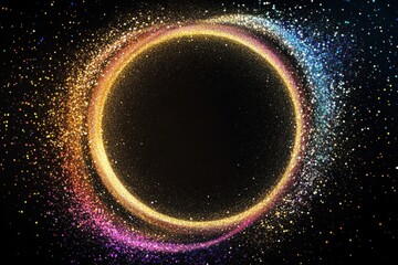 Glittering circular frame design for festive events and social media visuals, perfect for invitations and celebrations with an elegant touch and eye-catching sparkle