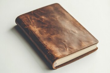 Elegant brown leather journal mockup on a minimalist background for lifestyle and stationery enthusiasts