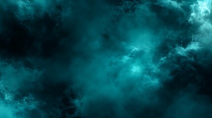 Fototapeta premium Abstract Teal Cloudscape Dark Atmosphere Swirling Mist