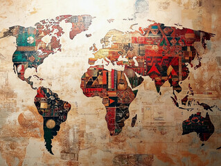 World map highlighting diverse cultures and achievements of leaders in the fight for equality and justice across the globe