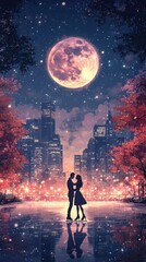 Obraz premium Lovely couple skate together on ice surface.