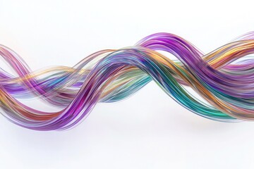 Colorful curved lines on white background, colorful, flowing, colorful curves, multicolored waves, flowing shapes, gradient colors, long and thin colored wires