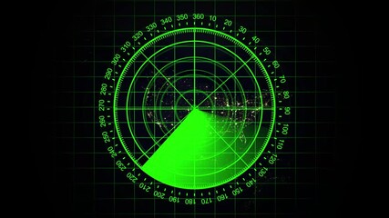 Radar screen animation on black background. Signal transmitted sonar radar .Radar point to detect enemy position. Virtual dashboard interface for futuristic concept - Powered by Adobe