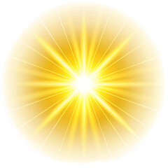 Obraz premium Yellow sunlight lens flash effect isolated on transparent background 
