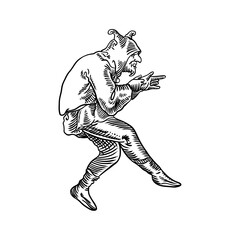 illustration of a dancing person medieval creatures