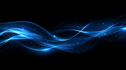 Abstract blue glowing digital background with dots and lines, a network connection concept for technology design, banner, or presentation.