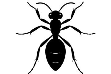 Ant silhouette Vector art illustration isolated white Background, Ant vector icon, Ant Silhouette for Art Illustration