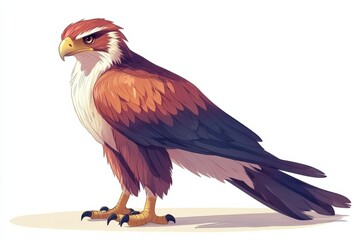 Illustration of a hawk standing on a white background