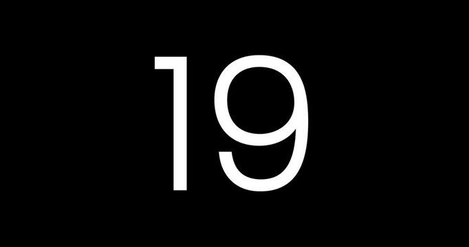 Distressed Number 19 on a Black Background