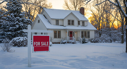 Charming home for sale in winter snow