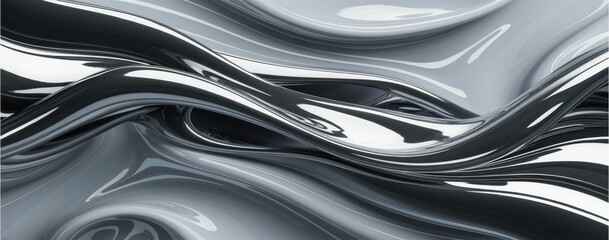Flowing metallic waves, rippling silver surface, abstract fluid motion, dynamic brushed metal texture, undulating chrome-like pattern, sleek modern design, smooth reflective material, futuristic indus