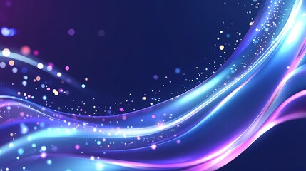 Abstract Blue Pink Wave With Sparkling Lights