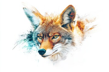 Naklejka premium close up of a coyote against a white background