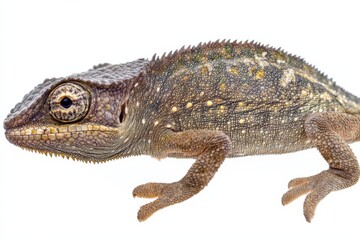 Naklejka premium close-up of a chameleon on a white background