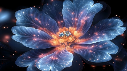 Obraz premium Glowing Fractal Flower Illustration