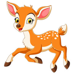 Cute cartoon baby deer jump. Vector illustration
